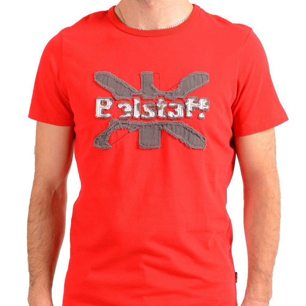 Belstaff Men's Bright Red Short Sleeve Logo Print Crewneck T-Shirt
